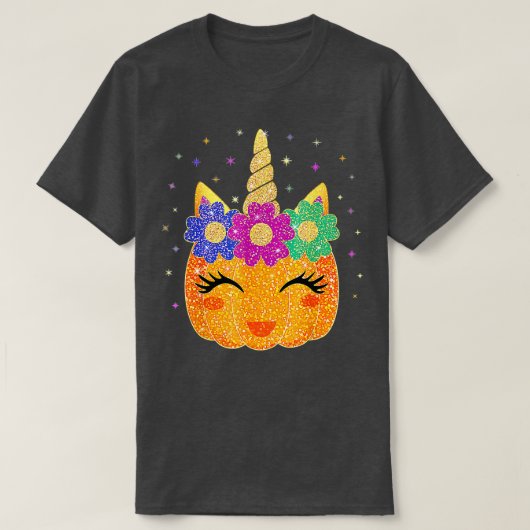 Niedliche Unicorn Pumpkin Halloween Erntedank Frau T-Shirt (Design vorne)