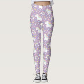 Niedliche Unicorn-Regenbogen-Mädchen-lila Leggings (Vorderseite)