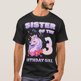 Niedliche Unicorn-Schwester des 3. Geburtstagskarl T-Shirt