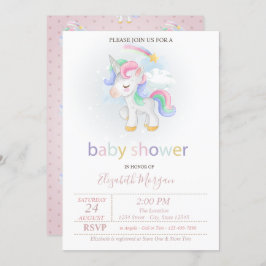 Niedliche Unicorn Star Rainbow Baby Dusche Einladung