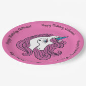 Niedliche Unicorn-Teller für Sondertext und Farbpa Pappteller (Schrägansicht)