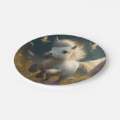 Niedliche Unicorn-Teller Pappteller (Schrägansicht)