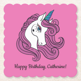 Niedliche Unicorn-Untersetzer für Sondertext und F Untersetzer