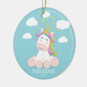 Niedliche Unicorn-Weihnachtsverzierung Keramik Ornament (Links)
