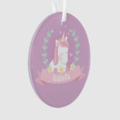 Niedliche Unicornblumenwreath-Mädchen-lila Ornament (Vorderseite)