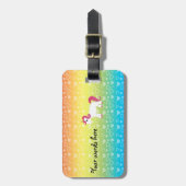 Niedliche Unicornregenbogenherzen Gepäckanhänger (Vorderseite vertikal)