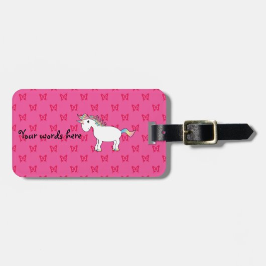 Niedliche Unicornrosaschmetterlinge Gepäckanhänger (Vorderseite horizontal)