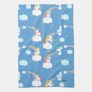 Niedliche Unicorns und Regenbogen Küchentuch