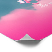 Niedliche Unikorns Fliegen Pink Zitat-Script-Poste Poster (Ecke)
