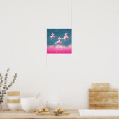 Niedliche Unikorns Fliegen Pink Zitat-Script-Poste Poster (Küche)