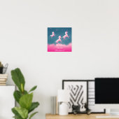 Niedliche Unikorns Fliegen Pink Zitat-Script-Poste Poster (Heimbüro)