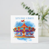 niedliche unisex Kinderkarusselle mit Text Einladung (Stehend Vorderseite)