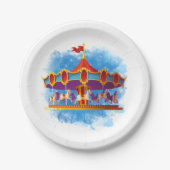 niedliche unisex Kinderkarusselle mit Text Pappteller (Vorderseite)