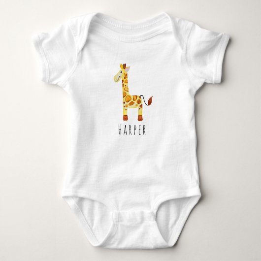 Niedliche Unisex Wasserfarbengiraffe Safari mit de Baby Strampler (Vorderseite)