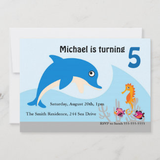 Niedliche unter dem Meer Dolphin Geburtstagsparty  Einladung