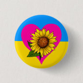 Niedliche Unterstützung Ukraine Sonnenblumen Herzt Button (Vorderseite)
