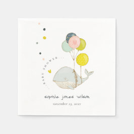 Niedliche Unterwasser-Ballon-Whale-Herz-Babydusche Serviette