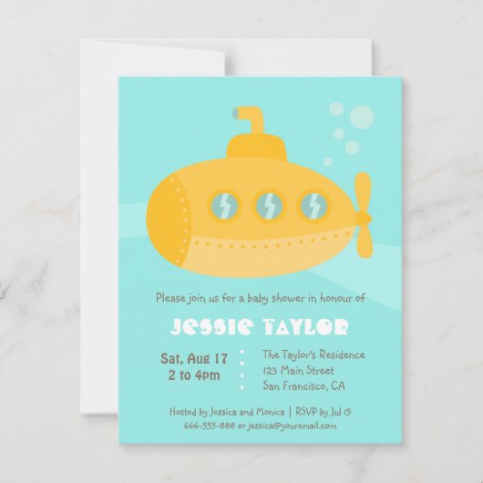 Niedliche Unterwasser-Kinderdusche Einladungen (Vorderseite)