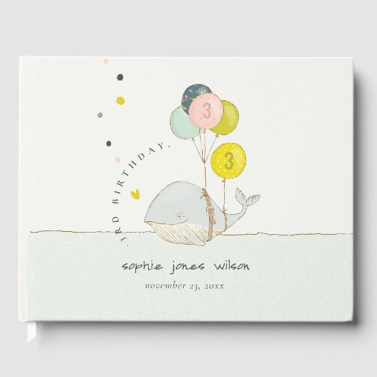 Niedliche Unterwasserballon Herzwale Kindergeburts Gästebuch (Vorderseite)