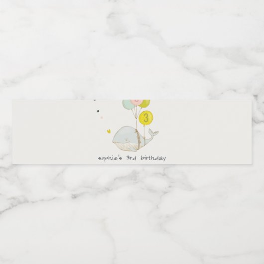 Niedliche Unterwasserballon Herzwale Kindergeburts Wasserflaschenetikett (Einzelnes Label)