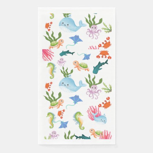Niedliche Unterwasserfreunde Serviette (Vorderseite)