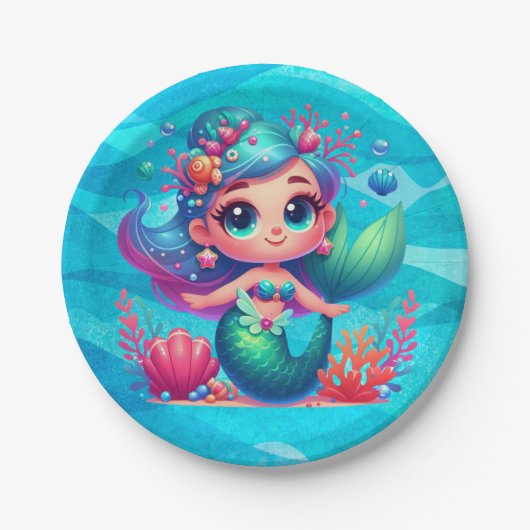 Niedliche Unterwassermedaille Pappteller (Vorderseite)