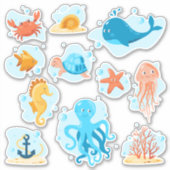 Niedliche Unterwasserwelt. Meeresleben Aufkleber (Vorderseite)