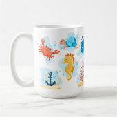 Niedliche Unterwasserwelt. Meeresleben Kaffeetasse (Links)
