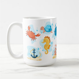 Niedliche Unterwasserwelt. Meeresleben Kaffeetasse