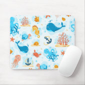 Niedliche Unterwasserwelt. Wassersport. Meereslebe Mousepad (Mit Mouse)