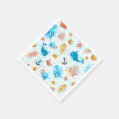 Niedliche Unterwasserwelt. Wassersport. Meereslebe Serviette (Ecke)