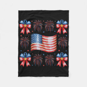 Niedliche US-Flagge Feuerwerk Bows Patriotic 4. Ju Fleecedecke