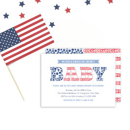 Niedliche US Flagge Paare Kinderdusche Party Einladung