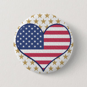 Niedliche USA Flag Heft Gold Stars Button Button