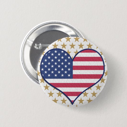 Niedliche USA Flag Heft Gold Stars Button Button (Vorne & Hinten)