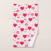 Niedliche Valentinbaume formen Herzmuster Badhandtuch Set (Handtuch)