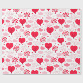 Niedliche Valentinbaume formen Herzmuster Geschenkpapier (Flach)