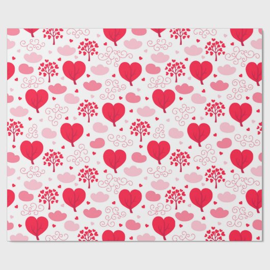 Niedliche Valentinbaume formen Herzmuster Geschenkpapier (Flach)