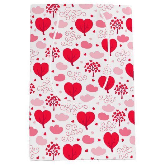 Niedliche Valentinbaume formen Herzmuster Mittlere Geschenktüte (Vorderseite)