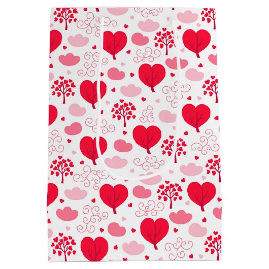 Niedliche Valentinbaume formen Herzmuster Mittlere Geschenktüte (Rückseite)
