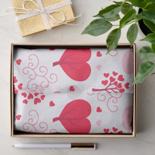 Niedliche Valentinbaume formen Herzmuster Seidenpapier (Geschenk)
