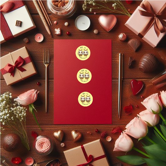 Niedliche Valentine-BEE Runder Aufkleber