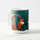 Niedliche Valentine Fox und Kardinal Herzerkrankun Kaffeetasse (Vorderseite Links)