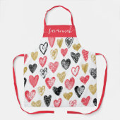 Niedliche Valentine Herzmuster Monogramm Schürze (Vorderseite)