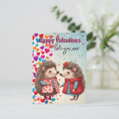 niedliche Valentine, Igel, Freund, Freundin Postkarte (Stehend Vorderseite)