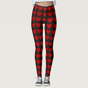 Niedliche Valentine Liebe Herz Schwarz und Rot Leggings