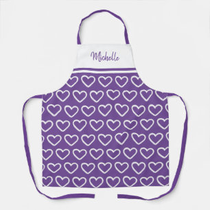 Niedliche Valentine Lila Name des weißen Herzmust Schürze