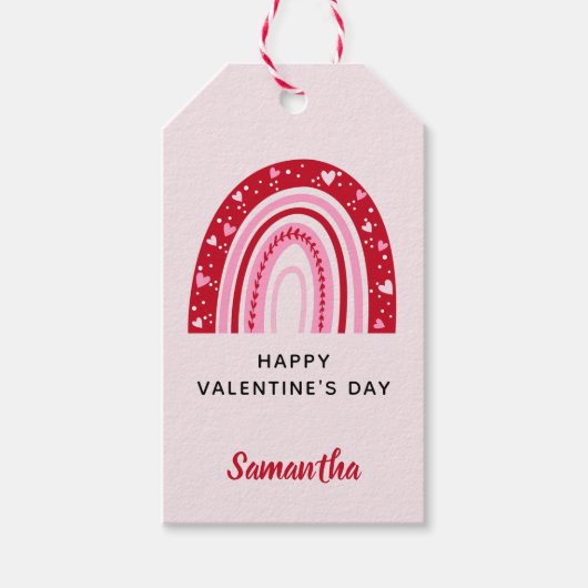 Niedliche Valentine Rainbow Personalisiert Geschenkanhänger (Vorderseite)