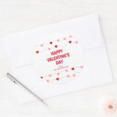 Niedliche Valentine Rosa Rote Herzen Personalisier Runder Aufkleber (Umschlag)