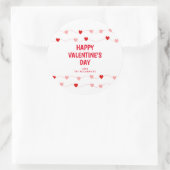 Niedliche Valentine Rosa Rote Herzen Personalisier Runder Aufkleber (Tasche)